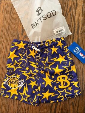 Kids' Purple & Yellow Star Print Athletic Shorts
